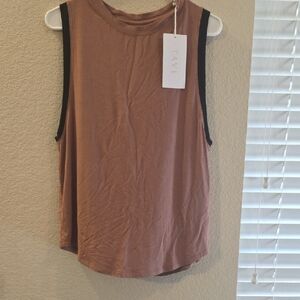 Dusty Rose/Rust Sleeveless Tank Top with Black Trim - Small